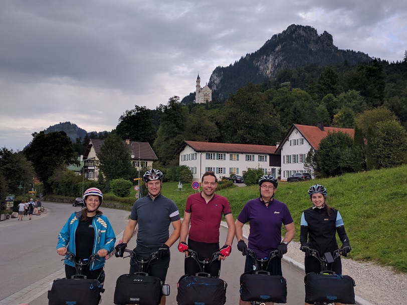 Brompton design team with Brompton Electric bikes on a distance trial through the German Alps.