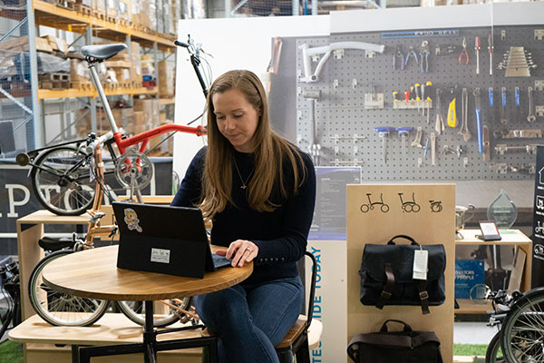 Image of Louisa Holbrook working in the Brompton factory