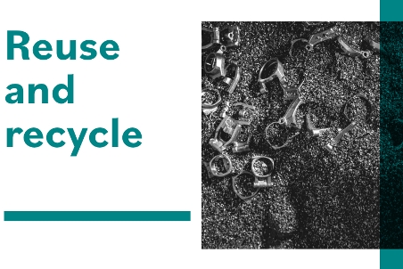 Brompton parts with the graphic text "Reuse and recycle"